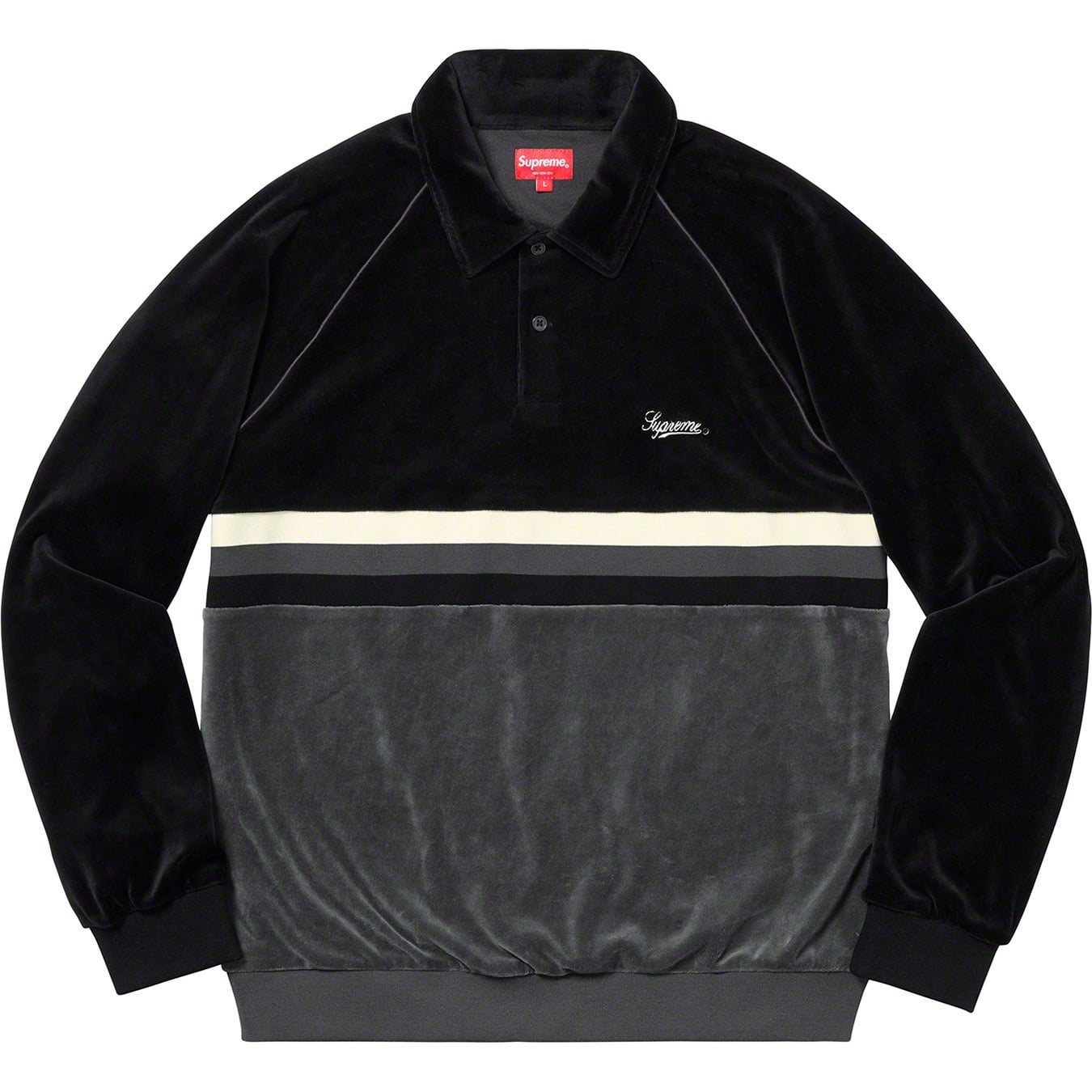 Stripe Velour Raglan L/S Polo view 3